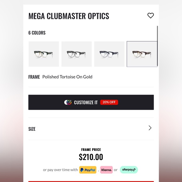 NEW_ MEGA CLUBMASTER OPTICS (unisex)(just frame- no prescription lenses) - Picture 7 of 7